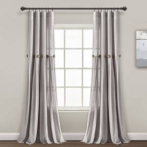 lot 18909 image: 95x40 Linen Button Light Filtering Window Curtain Panel Gray - Lush Dcor