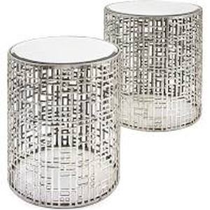 lot 18867 image: Evans Round Silver Mirror Accent Tables (Set of 2)- Retail$170.10