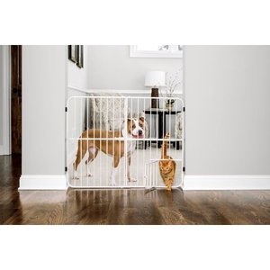 lot 8498 image: Carlson Metal Expandable Dog Gate, White, 38L x 2W x 32H