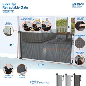 lot 8503 image: Perma Extra Tall & Extra Wide Outdoor Retractable Gate, Up to 71 in. W, Black