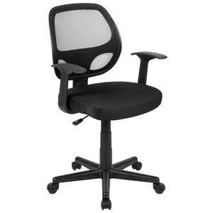 lot 8508 image: Flash Fundamentals Mid-Back Black Mesh Swivel Ergonomic Task Office Chair with Arms, BIFMA Certified
