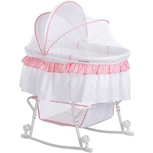 lot 8523 image: Dream On Me Lacy Portable 2-in-1 Bassinet And Cradle, PinkWhite