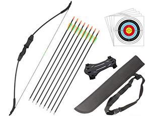 lot 8525 image: DOSTYLE Outdoor Youth Recurve Bow and Arrow Set with Quiver Junior Archery Beginner Longbow for Training Includes 8 Arrows, Arm Guard, Quiver,5 Target face