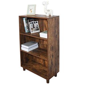 lot 8531 image: Grafzeal Mid-Century Bookcase 3-Tier Bookshelf, Modern Bookcase Storage Cabinet Rack Shelf for Books Photos Decorations, in Living Room Office Library, Rustic Brown FBCS01X