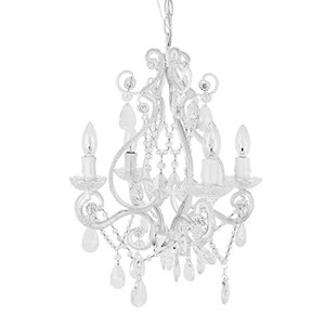 lot 8538 image: Tadpoles 4-Bulb Vintage Plug-In or Hardwired Mini-Chandelier, White Diamond
