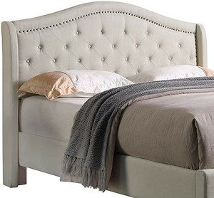 lot 8556 image: Home Life BED00013 High Tufted Headboard (53 ), Linen, Beige, King - Headboard Only