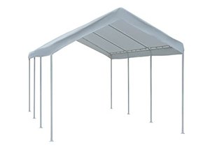lot 8564 image: Abba Patio 10 x 20 ft Outdoor Carport Car Canopy Portable Steel Garage Tent Boat Shelter for Party, Wedding, Garden Storage Shed, White, 8 Lges