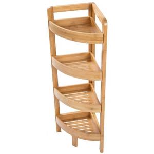 lot 8573 image: 31.5 4 Tier Bamboo Corner Storage Shelf By Trademark Innovations