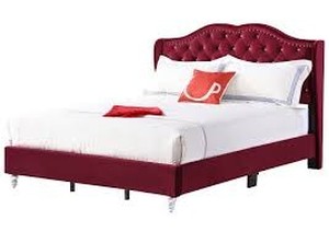 lot 8575 image: Glory Furniture Upholstered Bed, Queen, Cherry