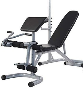 lot 8580 image: Sporzon Multifunctional Workout Station Adjustable Olympic Workout Bench, Leg Extension, Preacher Curl, and Weight Storage, 800-Pound Capacity, Gray,