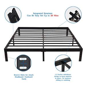 lot 2493 image: Homdock 14 Inch Metal Platform Bed FrameSturdy Strong Steel Structure 3500 lbs Heavy DutyNoise FreeNone Slip Mattress FoundationNo Box Spring NeededBlack Finish, Queen