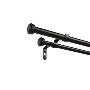 lot 2495 image: Exclusive Home Curtains Topper Double Curtain Rod and Finial Set, 66-120, Matte Bronze
