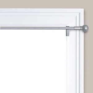 lot 2498 image: Maytex 6099 Easy to Install Adjustable Tension Decorative Window Curtain Rod, 48 inches to 84 inches, Brushed Nickel