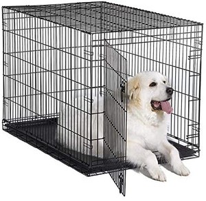 lot 2502 image: World 48 Folding Metal Dog Crate Includes Leak-proof Plastic Tray Dog