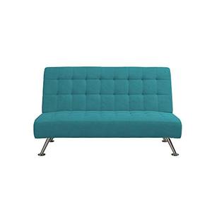 lot 2504 image: DHP Ariana Kids Sofa Futon, Converts from Futon to Bed for Kids, Teal
