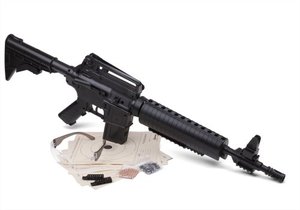 lot 2509 image: Crosman M4-177KT Tactical Style Bolt Action Variable Pump .177-Caliber Pellet and BB Air Rifle Kit With Ammo, Targets And Shooting Glasses