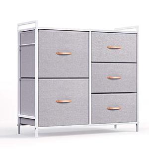 lot 2515 image: ROMOON Dresser Organizer with 5 Drawers, Fabric dresser tower for Bedroom, Hallway, Entryway, Closets - Gray