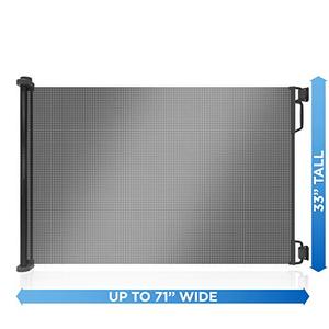 lot 2517 image: Perma IndoorOutdoor Retractable Baby Gate 33 Tall, Extends to 71 Wide, Black