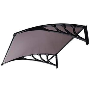 lot 2523 image: VIVOHOME Polycarbonate Window Door Awning Canopy Brown with Black Bracket 40 Inch x 40 Inch