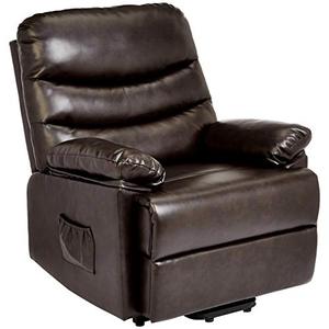 lot 2563 image: JC Home Sabadell Wall-Hugger Power-Lift Recliner with Faux-Leather Upholstery