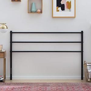 lot 2570 image: Linenspa Modern Metal Steel Construction - Horizontal Bar Design Headboard, King, Black