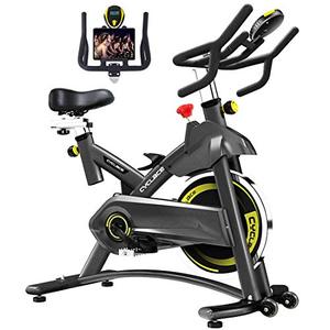 lot 2571 image: Cyclace Exercise Bike Stationary 330 Lbs Weight Capacity- Indoor Cycling Bike with Comfortable Seat Cushion, Tablet Holder and LCD Monitor