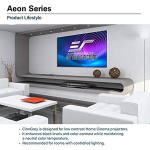 lot 2577 image: Elite Screens Aeon Series, 100-inch 169, 8K  4K Ultra HD Home Theater Fixed Frame EDGE FREE Borderless Projector Screen, CineGrey Matte Grey Front Projection Screen, AR100H2, White. MISSING 1 FRAME PIECE.