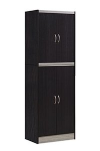 lot 2578 image: Hodedah 4 Door Kitchen Pantry with Four Shelves, Chocolate