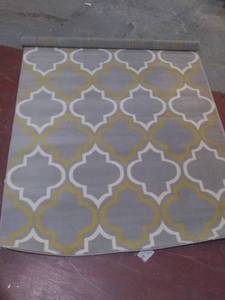 lot 2588 image: Modern Moroccan Trellis GreyYellow Area Rug