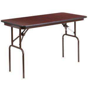 lot 2598 image: Flash Furniture 24 x 48 Rectangular Mahogany Melamine Laminate Folding Banquet Table