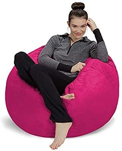 lot 2599 image: Sofa Sack - Plush, Ultra Soft Bean Bag Chair - Memory Foam Bean Bag Chair with Microsuede Cover - Stuffed Foam Filled Furniture and Accessories for Dorm Room - Magenta 3 . ACTUAL SIZE UNKNOWN.