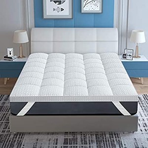 lot 2605 image: ASHOMELI Queen Mattress Topper,Cooling Mattress Topper,Pillow Top Construction,Extra Deep Fits 8-22 Inches Bed Cover (White, Queen 60x80)