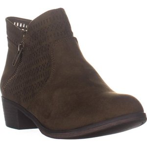 lot 33089 image: Womens AR35 Abby1 Perforated Ankle Boots, Olive Perforated, 7.5 W US