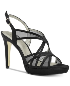 lot 33222 image: Adri Strappy Satin Platform Sandals, Size 9M