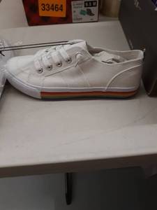 lot 33463 image: Ladys white shoe with rainbow trim size 6