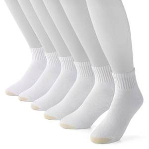 lot 29708 image: Gold Toe Mens Cotton Quarter, White, 10-13 4 pair