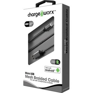 lot 29799 image: Chargeworx CX4735BK 3ft Micro USB Sync & Charge Cable, Black