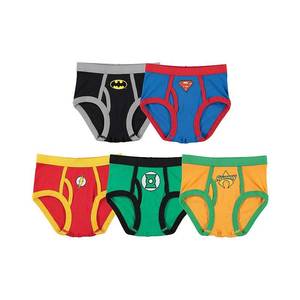 lot 29837 image: Dc Comics Justice League. Cotton Briefs, Little Boys & Big Boys missing 1 pair, only 4 pair included