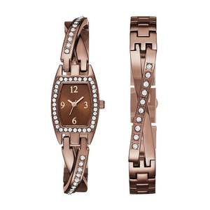 lot 29843 image: Geneva Womens Brown Bangle Watch Boxed Set