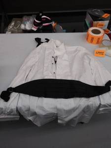 lot 35021 image: mens large long sleeve, bow tie and cumber bun