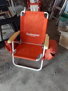 lot 6588 image: Budweiser Lawn Chair with Coolers