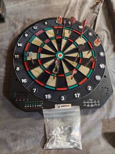 lot 7299 image: Dart Board with Plastic Tip Darts