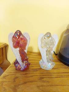 lot 7311 image: (2) Fenton Glass Angels