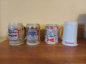 lot 7323 image: (6) Budweiser Steins - No Boxes