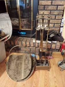 lot 7390 image: Log Holder and Fireplace Tools