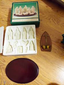 lot 7393 image: Nativity Set and Holy Water Holder