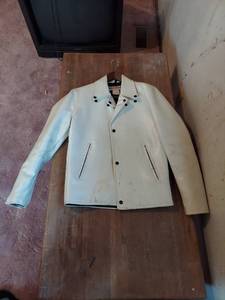 lot 7400 image: White Leather Harley Davidson Coat