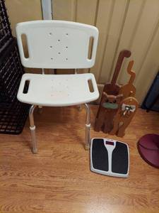 lot 7447 image: Shower Chair, TP Holders and Scale