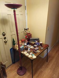 lot 7611 image: Floor Lamp and Contents on Table