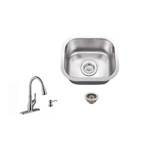 lot 11942 image: Superior Sinks Brushed Satin Single-Basin Stainless Steel Undermount CommercialResidential Bar Sink
